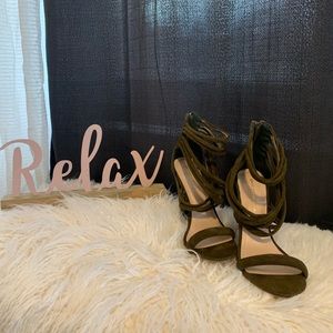 Beautiful Olive Green Suede Heels